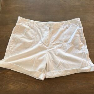 Talbots Womens White Linen Blend chino Shorts Size 16 nautical garden beachy
